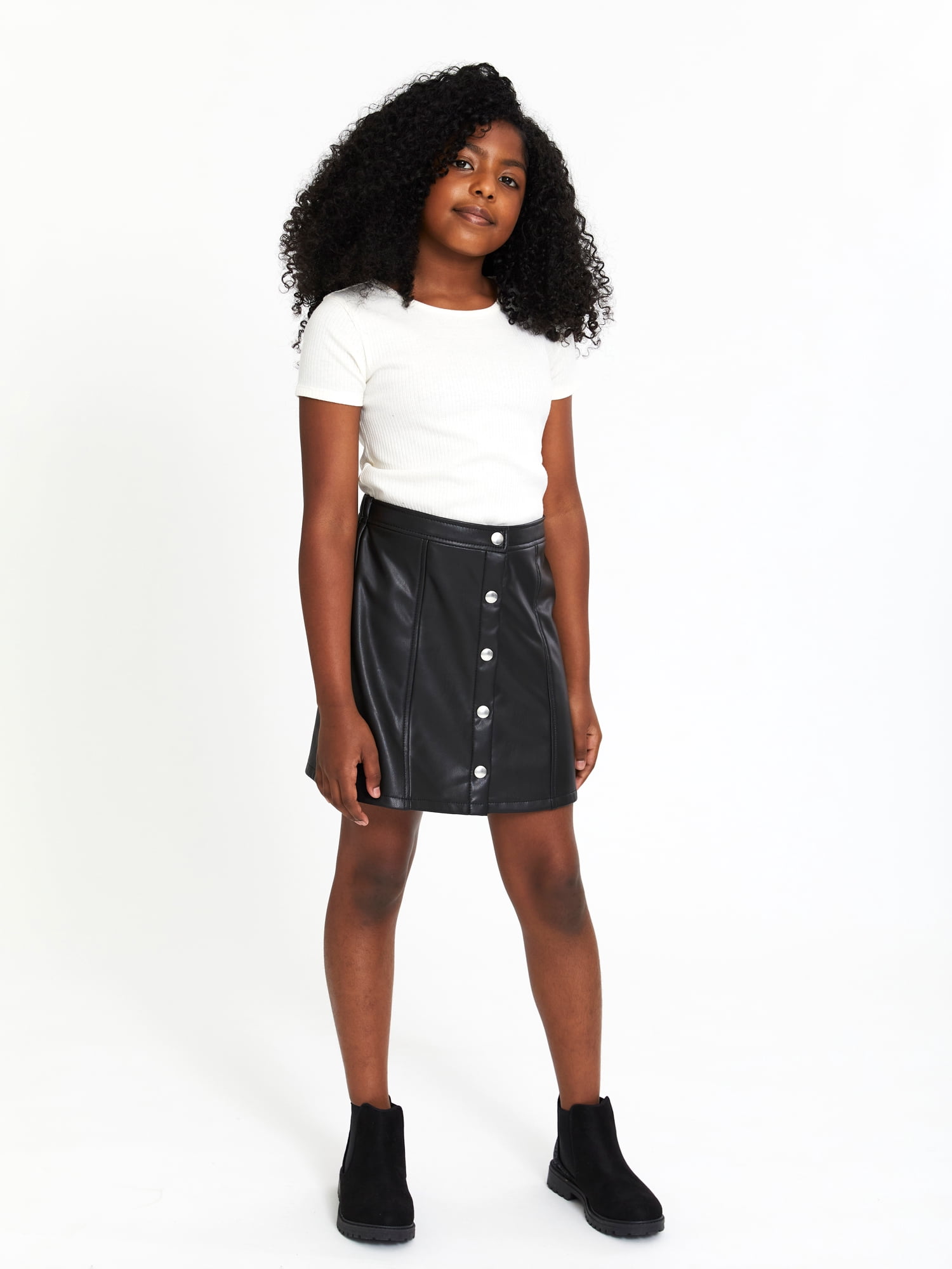 Wonder Nation Girls Faux Leather Skirt, Sizes 4-18 & Plus