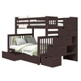 thumbnail image 4 of Bedz King Stairway Bunk Beds Twin over Full with 4 Drawers in the Steps and 2 Under Bed Drawers, Dark Cherry, 4 of 9
