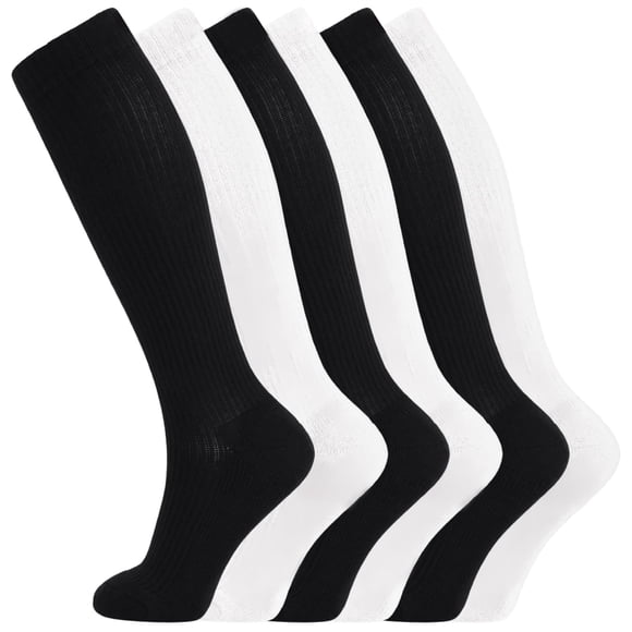 +MD Calcetines de compresión de algodón hasta la rodilla 15-20 mmHg, 6 pares