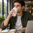 thumbnail image 4 of VeZee 10 Oz Disposable White Poly Paper Durable Hot Cup ONLY For Hot/Cold Drink, Coffee Cups, Tea, Cocoa, Travel, Hot Chocolate, Chai, Latte & Hot Soup : 50CT, 4 of 7
