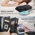 thumbnail image 4 of CaseMe Case for Google Pixel 11 Pro XL Wallet Case for Women Men, Fashion Durable PU Leather Magnetic Flip Lanyard Strap Wristlet 10-Card Holder Zipper Wallet Phone Case,Black, 4 of 8