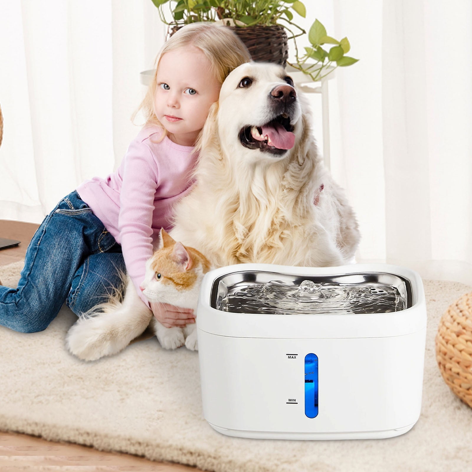 Automatic Water with Advanced Triple Filtration System for Cats and Fresh Oxygenated Hydration to Support Hydration and Wellness