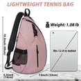thumbnail image 5 of Bxaolu Tennis Bag, Tennis Sling Backpack Crossbody Water Resistant for Men Women, Singles Shoulder Racket&nbsp;Bag&nbsp;Compatible for Pickleball Badminton Rackets, Pink, 5 of 8