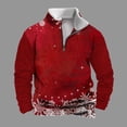 thumbnail image 2 of TFEOQRY Christmas Hoodless Pullover Sweatshirt for Men Casual Christmas Snowflake Print Half Zip Top Pullover Long Sleeve Tops Sweatshirt Red-1, 2 of 5