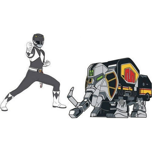 MMPR Black Ranger and Mastodon Zord Retro Pin Set