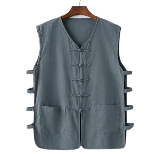 Camiseta sin mangas con cuello en V para hombre, cómoda, lisa, sin mangas, con botones, cuello en V, informal, de poliéster