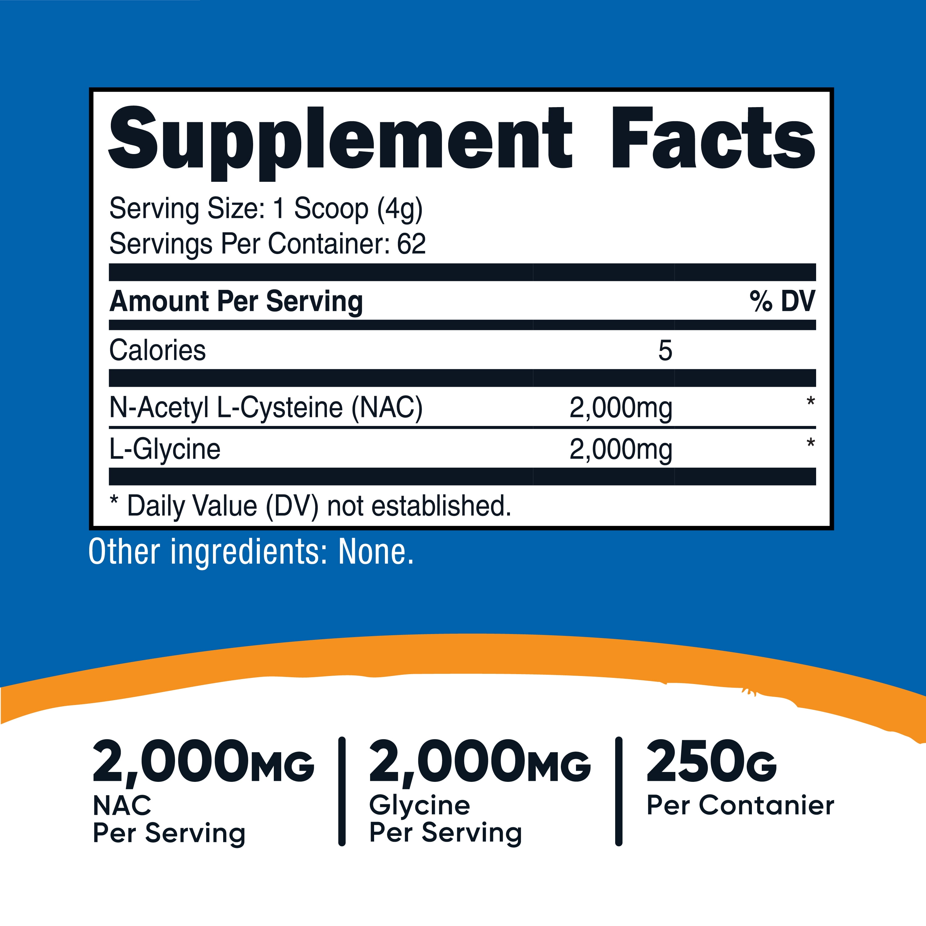 Nutricost NAC + Glycine Powder (250 Grams) Unflavored - 2,000mg NAC + 2,000mg Glycine per Serving, Vegan, GMO-Free, Gluten-Free, 62 Servings