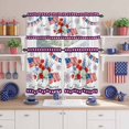 thumbnail image 2 of Independence Day Kitchen Curtains Valances 3 Piece Set, Red Blue USA Flag Floral Fireworks Rod Pocket Tier Curtain and Valance Drapes for Small Window 36 Inch Length for Bedroom Cafe, 2 of 9