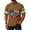Brown, variant on Patriotic Men's Cotton V Neck Jersey Shirts Short Sleeve "God Bless America" Print Liberty Statue USA Flag Striped Sleeve 4th of July Light Blue L