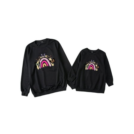 

Listenwind Mommy and Me Rainbow T-Shirt Women Girl Long Sleeve Casual Pullover Sweatshirts Tops Fall Winter Outfits Clothes