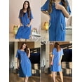 thumbnail image 4 of Ekouaer Women Zipper Robe Short Sleeve Duster Housecoat Short Bathrobes Zip Front Nightgown with Pockets, 4 of 5