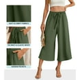 thumbnail image 6 of Audhol Womens Capri Pants, Flowy Linen Pants Women Wide Leg Tie Knot Pants Loose Beach Pants High Waisted Trousers with Pockets Wide Leg Capri Pants for Women Green 2XL, 6 of 9