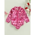 thumbnail image 2 of Bagilaanoe 1-5T Baby Girl One Piece Swimsuits Kids Zipper Rush Guard Swimshirts Quick Dry Long Sleeve Swim Shirt Toddler Swimwear Bathing Suit Ruffled Beachwear, 2 of 8