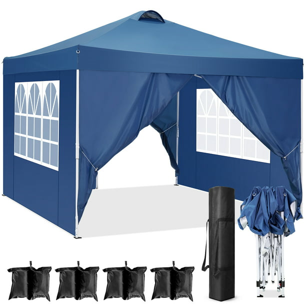 voering Mysterie klassiek 10' x 10' Straight Leg Pop-up Canopy Tent Easy One Person Setup Instant  Outdoor Canopy Folding Shelter with 4 Removable Sidewalls, Air Vent on The  Top, 4 Sandbags, Carrying Bag, Blue -