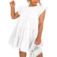 thumbnail image 1 of AMERTEER Robe Femme Manches à Volants Couleur Unie Vintage Ample Col Rond, 1 of 6