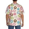 thumbnail image 3 of Uemuo Colorful Donuts Pattern Cotton Linen Short Sleeve Shirts,Casual Lightweight Button Down Shirts,Vacation Beach Summer Tops-Small, 3 of 7