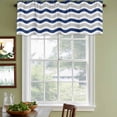 thumbnail image 6 of Navy Blue Grey White Valances for Windows, Light Filtering Kitchen Curtain Valances 2 Panels, Abstract Geometric Ocean Wave Stripe Rod Pocket Short Window Treatments for Living Room Bedroom 42"Wx12"L, 6 of 9