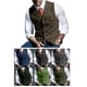 thumbnail image 3 of Chaleco De Un Solo Pecho Con Cuello En V Patrón De Cuadros Chaleco Casual De Moda Delgado Para Hombres Caqui XXL, 3 of 5