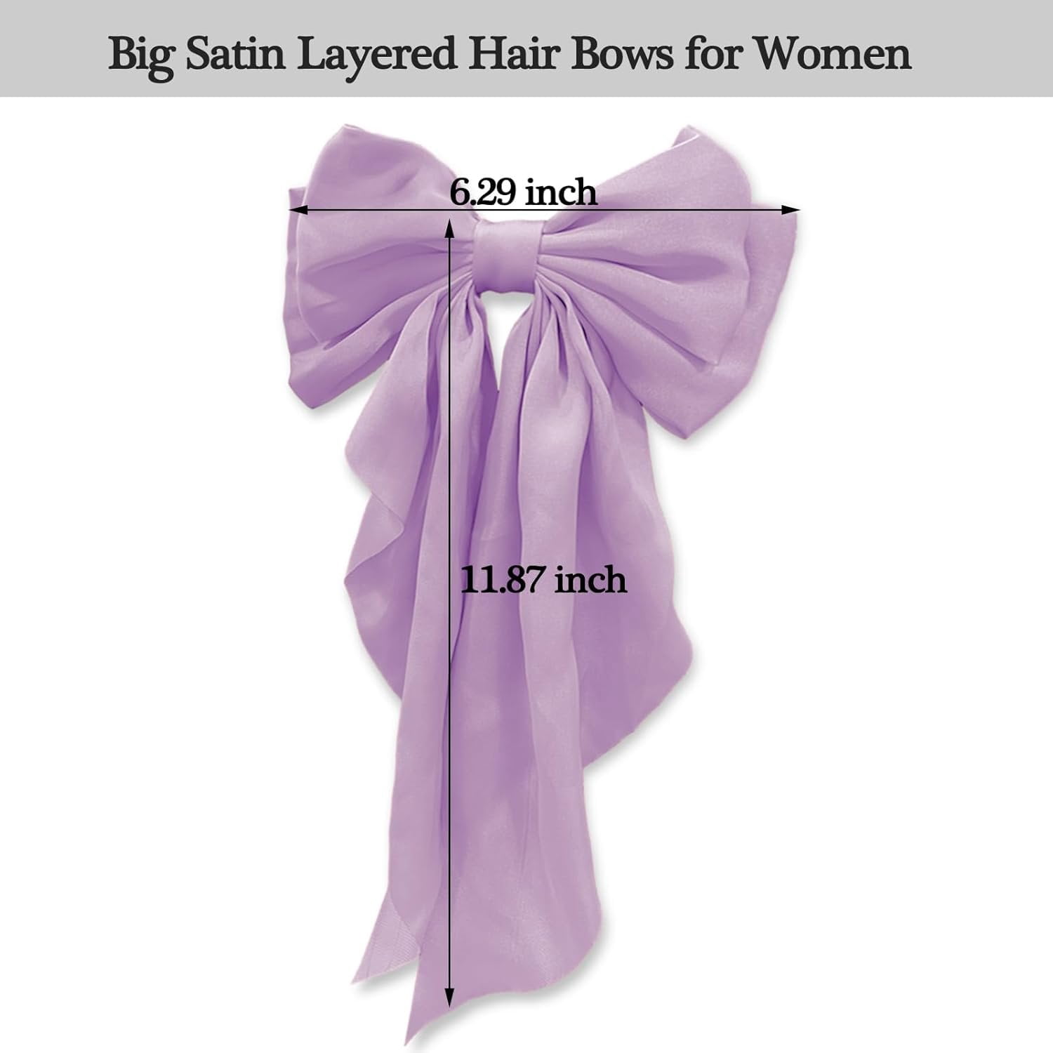 Large Bow Hair Clips with Long Tails - Ribbon Bowknot Pins Accessories for Women, Party Gifts for Girls ()