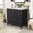 thumbnail image 2 of 36 inch Bathroom Vanity with Ceramic Sink, Vintage Storage Cabinet, Solid Wood Freestanding Vanity Organizer for Bathroom, Espresso, 2 of 10