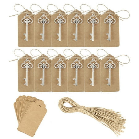 

JTWEB 50pcs Key Bottle Openers Skeleton Bottle Opener Vintage Skeleton & Jute Twine Gift for Wedding Festival Party Favors