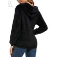 thumbnail image 4 of Gustave Women's Fuzzy Fleece Long Sleeve Pullover Hoodies with 1/4 Zip Up Sweatshirt Warm Oversized Outwear Coat(Black,L), 4 of 7