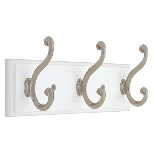 Liberty Hardware 10 in. Coat and Hook Rack with 3Scroll Hooks Flat