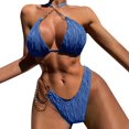 thumbnail image 6 of Sngxgn Bikini Set for Women Two Piece Swimsuits Cut Out High Waisted Scoop Neck V Cut Bottom(Blue,S), 6 of 6