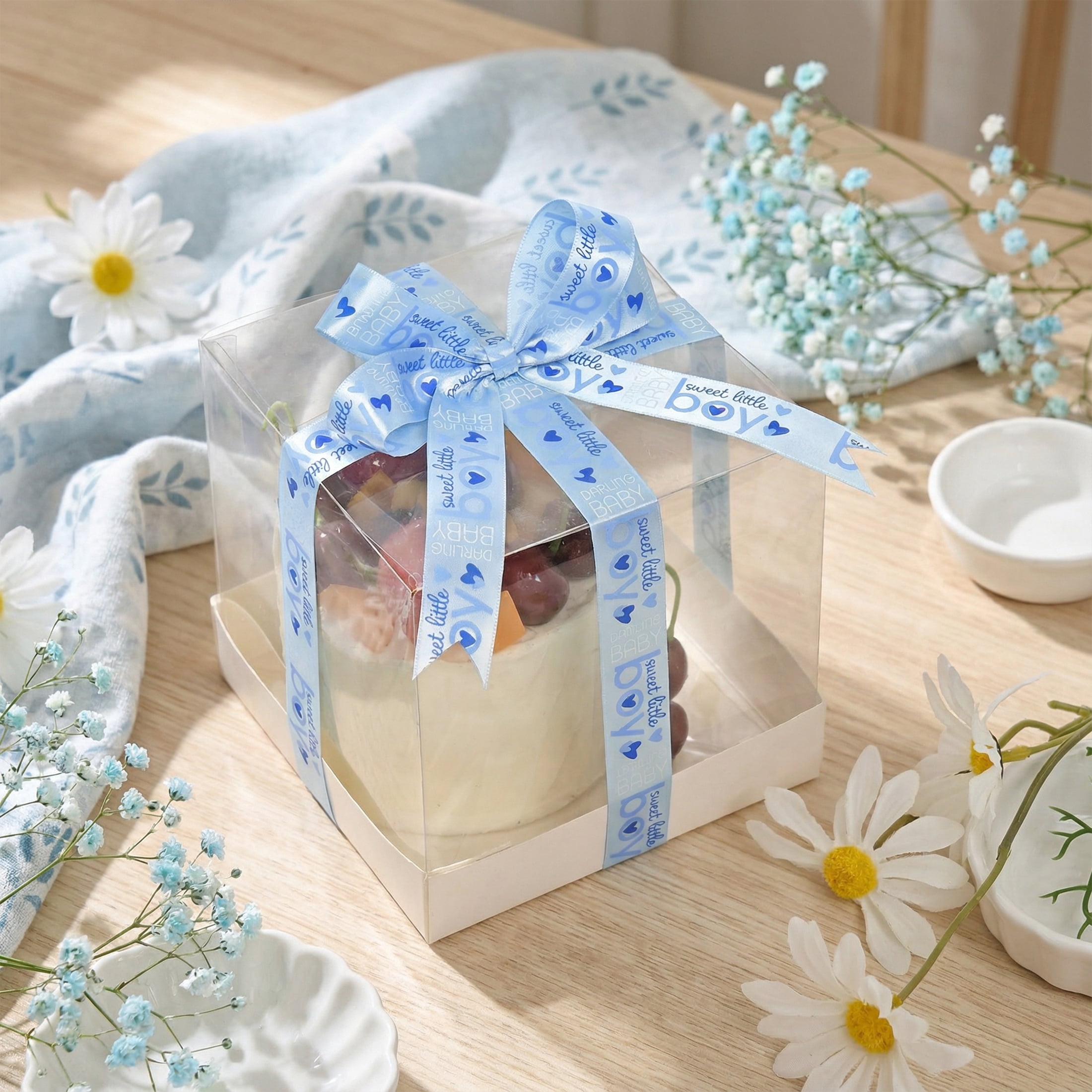 Gwen Studios 7/8" Sweet Little Boy Blue Satin Ribbon, 3 Yards