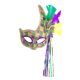 thumbnail image 1 of Máscara de plumas para carnaval, cómoda con protector facial de banda elástica para Mardi Gras Con Punta 20.5x16cm, 1 of 9