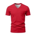 thumbnail image 4 of Mens T-Shirts Summer Solid Casual V Neck Short Sleeve Basic Tops with Pocket Office Shirts, 4 of 9