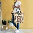 thumbnail image 4 of FORMRS Womens Canvas Tote Bag with Zipper Inner Pocket Shoulder Handbag, Beige Geometric, 4 of 7