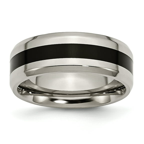 Primal Steel Titanium Black Enamel 8mm Beveled Edge Band