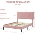 thumbnail image 2 of Full Size Bed Frame with Headboard, Upholstered Platform Bed Frames with Crystal Diamond Tufted, Easy Assembly, Wooden Slats Support, No Box Spring Needed, Pink, 2 of 5