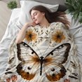 thumbnail image 2 of Manta con temática de mariposas boho, manta novedosa con diseño floral de polillas en color beige, regalo para hombres y mujeres, para todas las estaciones, para decoración del hogar, sala de estar y, 2 of 7
