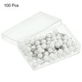 thumbnail image 3 of Uxcell Push Pins Round Head Thumb Map Tacks Steel Point, White 100 Pack, 3 of 5