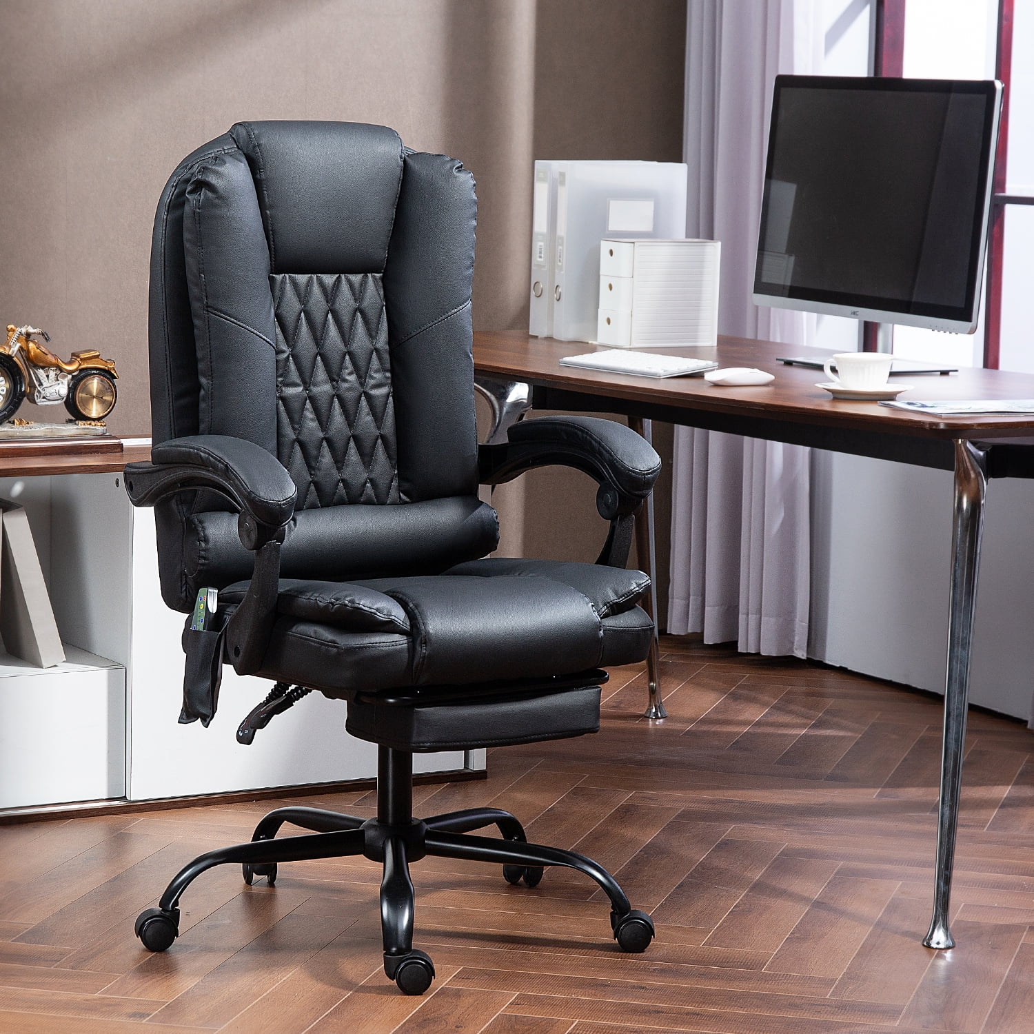 Homhum Ergonomic Office Chair with 6 Massage Points, Executive Office Chairs with Footrest, Black