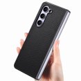thumbnail image 2 of Compatible with Samsung Galaxy Z Fold 5 Case PU Leather, Hybrid Electroplating Shockproof Protective Bumper with Glass Small Screen Protector Phone Cover Case for Galaxy Z Fold 5 2023, Black, 2 of 10