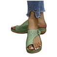 thumbnail image 2 of GUOBIOZIY Womens Wedge Sandals Summer Ladies Flip-Flops Wedge Heel Slippers Sandals Casual Flip Flops Women's Shoes(Green,8), 2 of 5