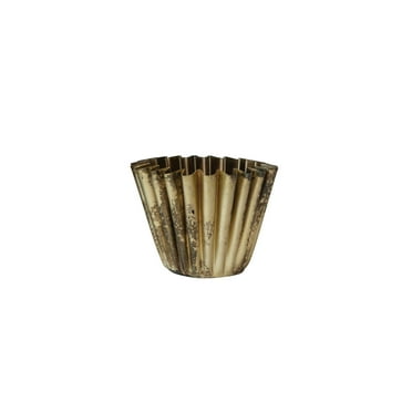 Creative Co-Op Fluted Metal Vase with Distressed Finish, Antique Brass