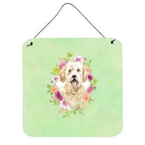 Carolines Treasures CK4396DS66 Goldendoodle Green Flowers Wall or Door Hanging Prints 6x6 multicolor