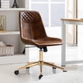 thumbnail image 5 of Duhome Office Desk Chair Faux Leather Swivel Computer Chair Adjustable Task Chair with Gold Legs, Yellowish Brown, 5 of 7