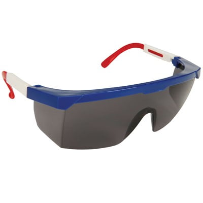 

N-Specs Tri-Star 200 Gray Lens Safety Glasses - Red/White/Blue - (36 Pairs)