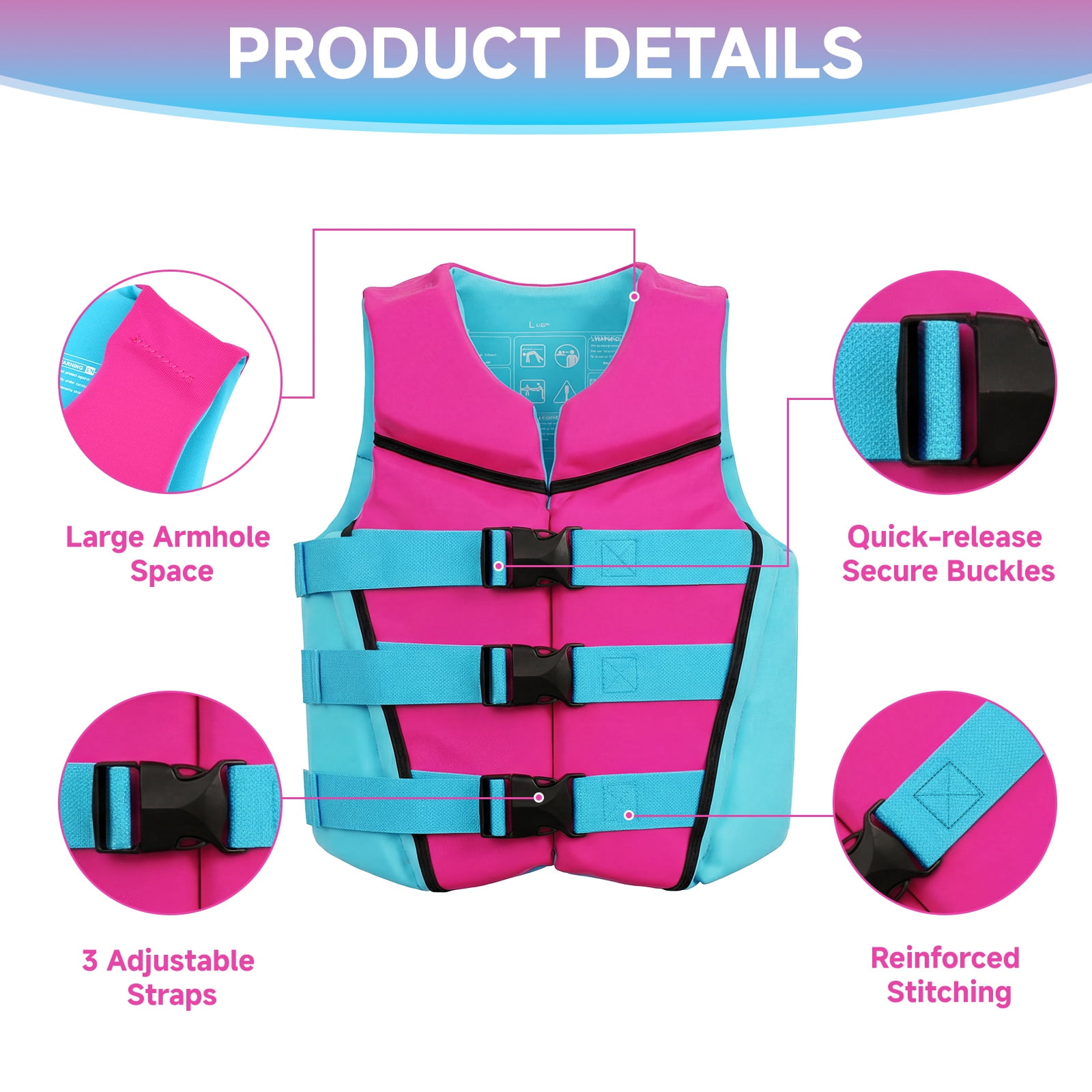 Kids Swim Vest Life Jacket Youth,Adjustable Flotation Buoyancy Swimsuit Trainer Vests,Swimming Aid Jacket for Boys Girls,Kayaking Fishing Sailing,Fit for 50-125 lbs
