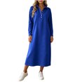 thumbnail image 2 of Sheghy Summer Dresses 2026 Autumn Winter Lapel Half Button Drop Shoulder Relaxed Fit Solid Shirt Dress Blue S, 2 of 6
