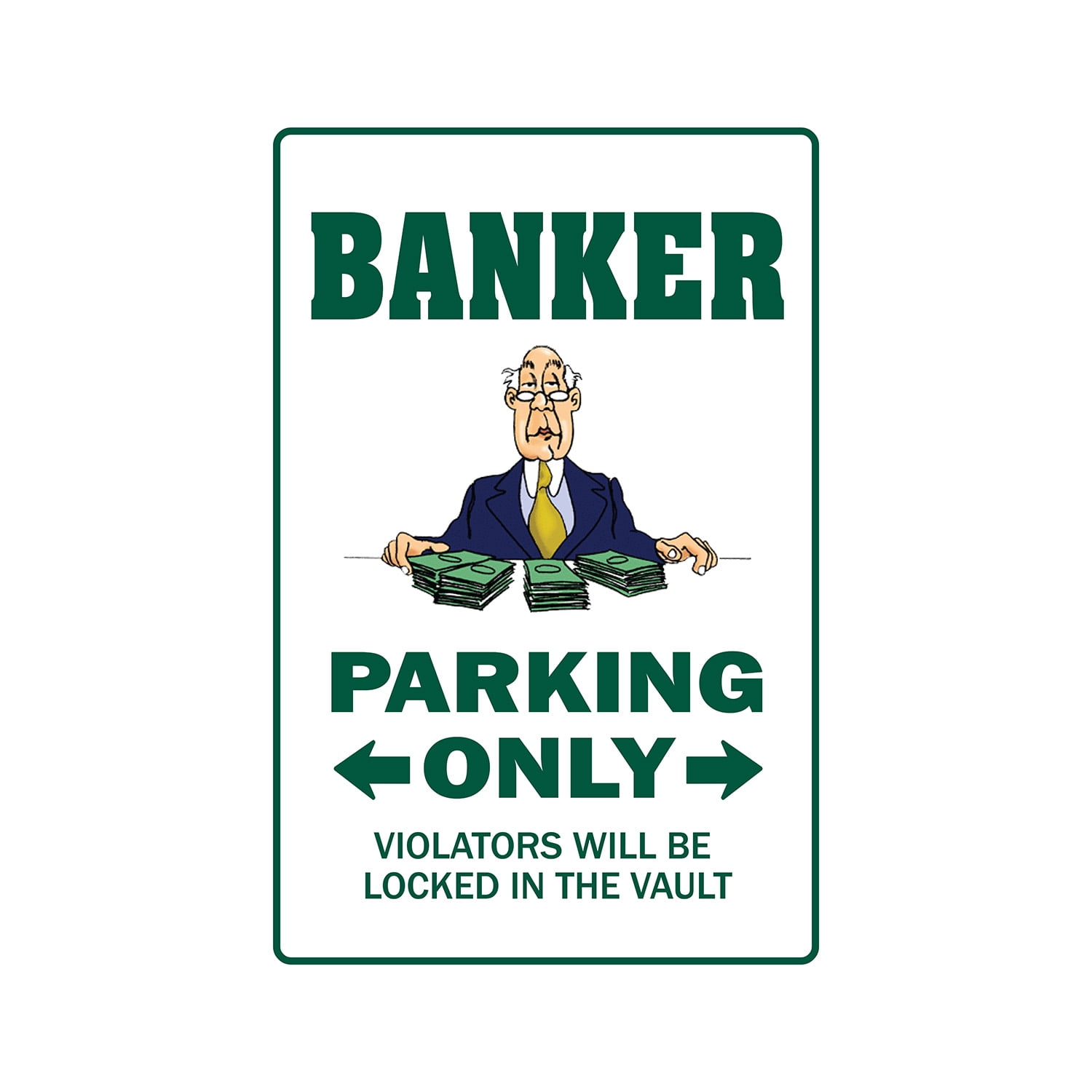 BANKER Sign Or Decals parking money loan officer morte bank teller