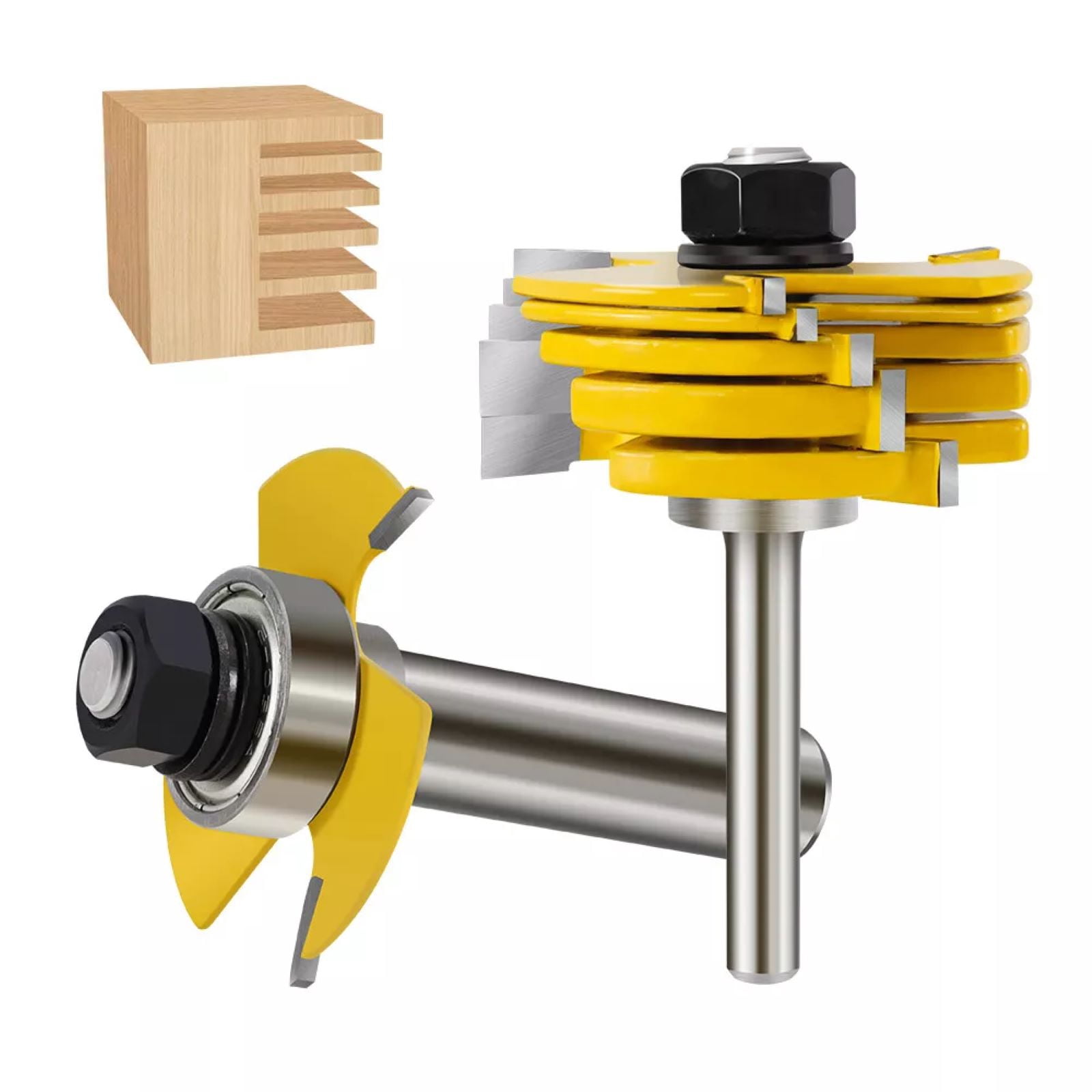 APPLAYERR 2pcs Router Bits Yellow Color 1/4in 1/2in Shank for Professional Woodworking Projects