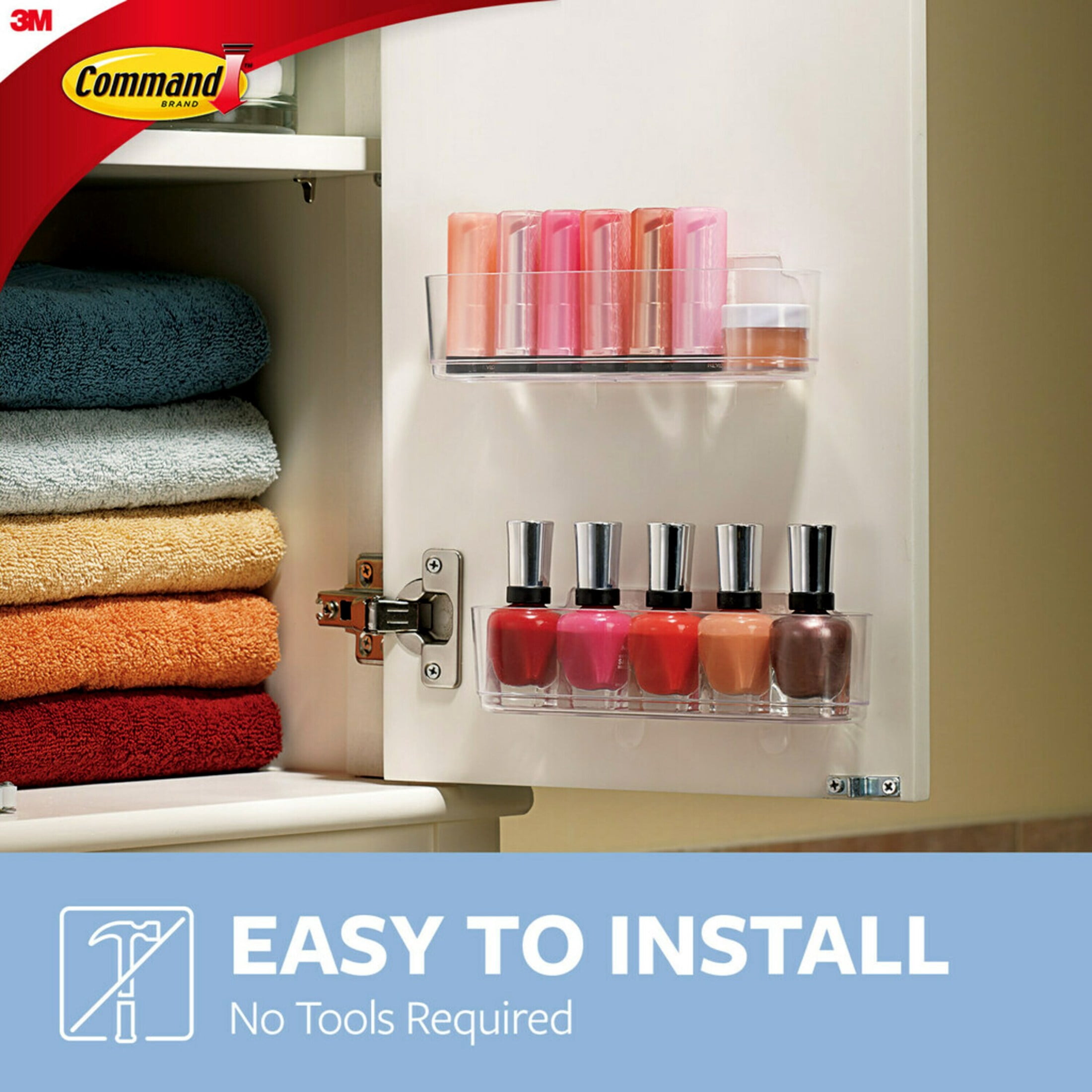 (3 pack) Command Caddy for Bathroom and Kitchen Organization, Clear, Medium, 1 Caddy