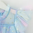 thumbnail image 4 of CONYUMN Toddler Girls Tulle Dresses Fly Sleeve Star Sequins Prints Tulle Dress Sleeveless Mesh Dance Party Dresses Girls Princess Tulle Dresses (Blue,140), 4 of 5