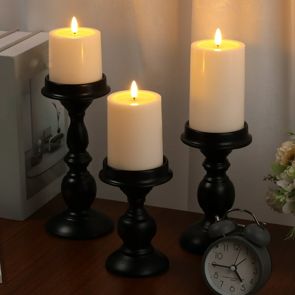 3Pcs Plastic Flameless Waterproof Candle Energy Saving Flameless LED Candle Battery Operated LED Flickering Pillar for Home